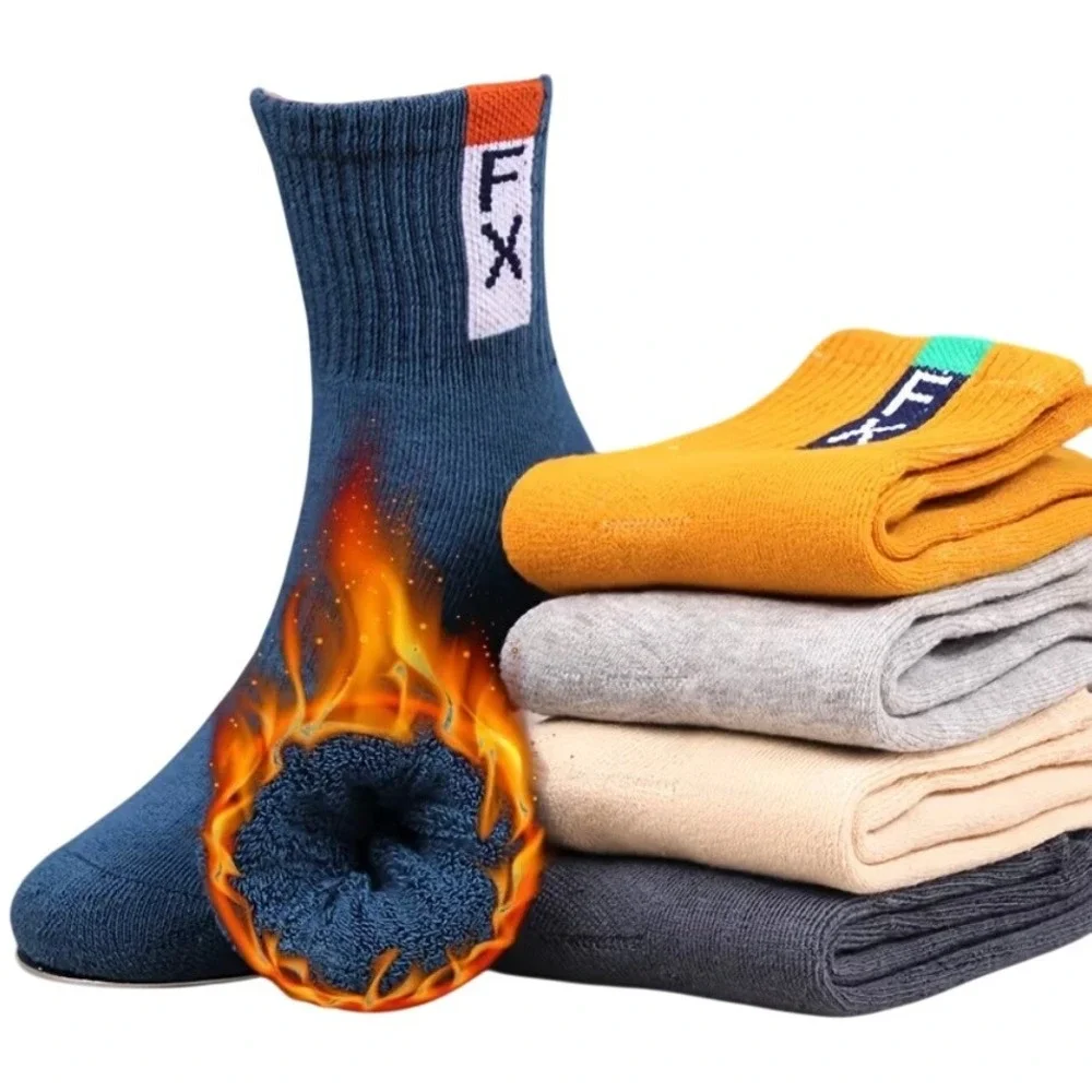Unisex Kids Thick Winter Crew Socks 4-8 YO Colorful Anti-slip Fleece Lined 5 Pk‎